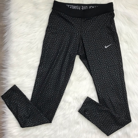 Nike Pants - Nike running dri-fit black grey dot leggings XS